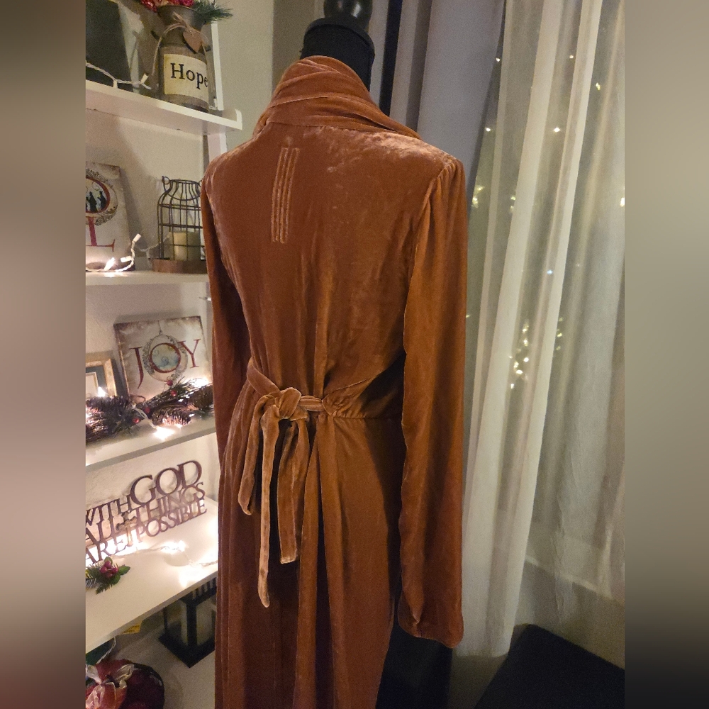 Rick Owens Burnt Pink Velvet Wrap Dress - Picture 6 of 14
